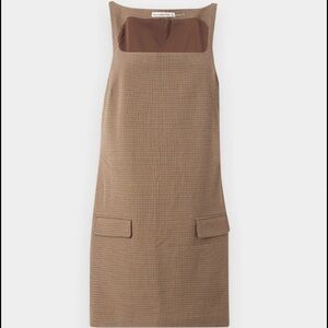 Abercrombie Tailored Shift Mini Dress Womens SP Brown Plaid Square Neck Preppy